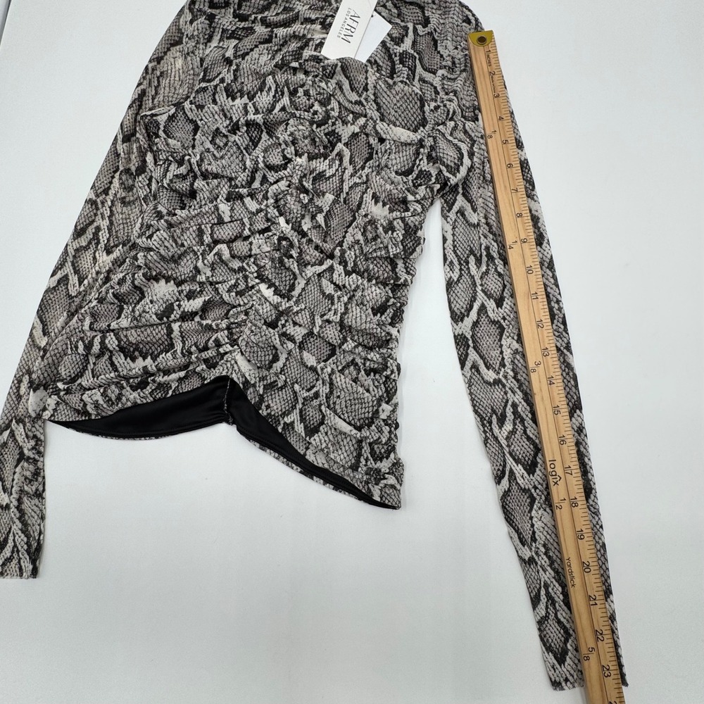 AFRM Snake-Print Mock Neck Long Sleeve Top in Black and Gray - Picture 7 of 11